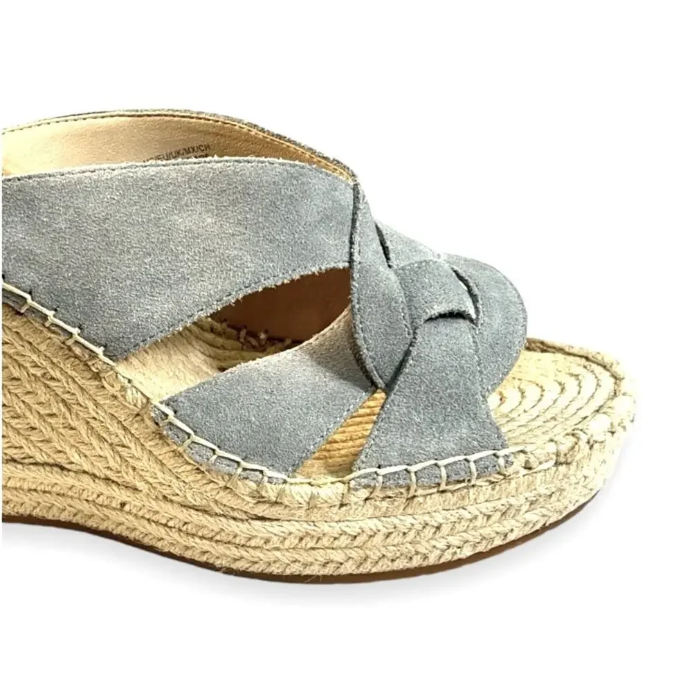 KENNETH COLE OLIVIA SWIRL MULES Grey Suede Leather Rope Sides/Insole SZ 7.5 NWT
